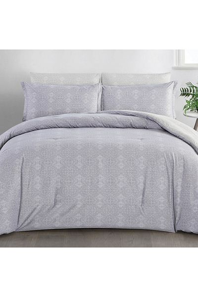 Cottage Microfiber King Comforter 6 Pcs Set, Grey, 230*250Cm