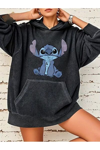 Touz Moda Washable Cute Stitch Hooded Sweatshirt