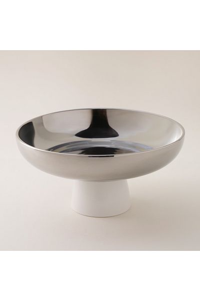 LA MESA Porcelain Serving Stand 25.6Cm Yaqut Collection, Silver