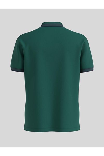 s.Oliver Big Sizes Men's Big Size Polo Shirt With Logo And Contrast Details, Dark Green