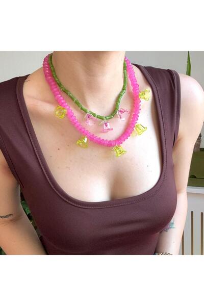 Alice İsstanbul 2li Boncuklu Çiçek Charm Kolye&Küpe