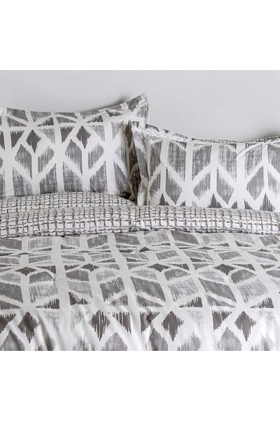 Cottage microfiber block chevron print 6pc king comforter set, grey 220*240cm