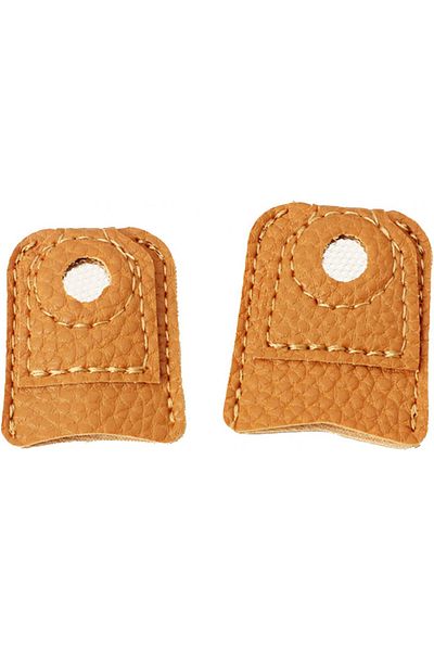 Helweet Set of 2 sewing finger guards, leather, brown, 4.2 x 3.3 cm / 3.1 x 3.8 cm