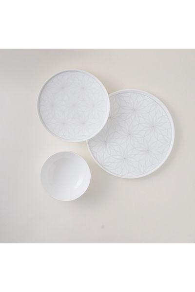 LA MESA 18pcs white porcelain dinner set with gold decal