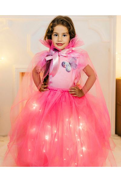 fustite cu luminite Pink Princess Cape, made of Pearl Tulle, for carnival costume