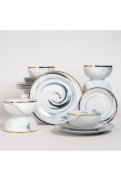 LA MESA grey porcelain 18 pc dinner set