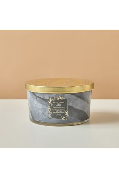 LPDP Scent.d Dark Amber Oud Scented 3-Wick Jar Candle - 450 gms