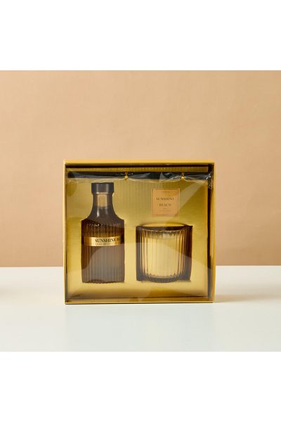 Lifestyle Sunshine Beach Scented Glass Reed Diffuser and Jar Candle Gift Set