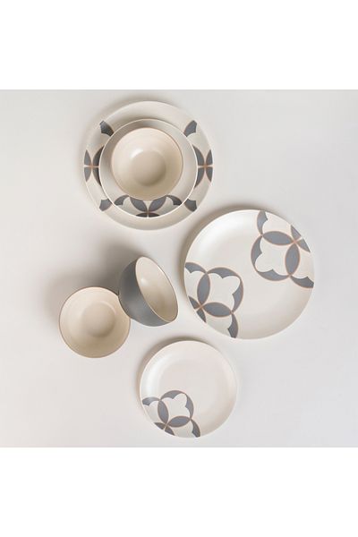 LA MESA grey/white porcelain 18 pc dinner set