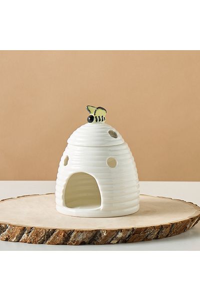 Lifestyle Cozy Cottage Ceramic Oil Burner with Bee Accent - 10x10x13 cms