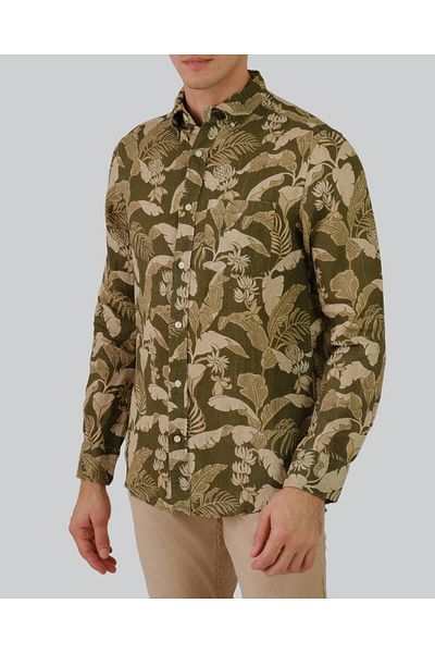 Gant Regular Fit Linen Print Shirt