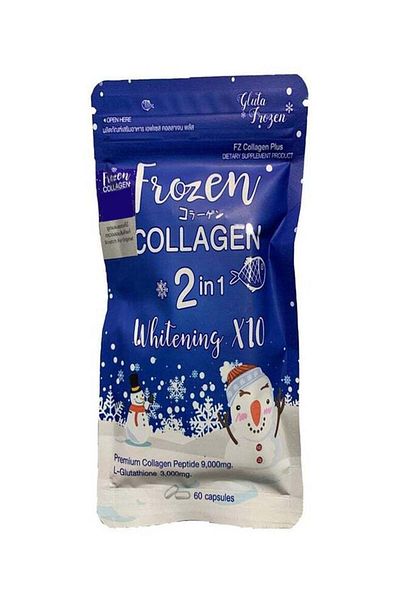 Frozen Collagen 2 In 1 Whitening 10X Premium Collagen Peptide 9000 Mg And Lglutathione 3000 Mg 60 Ca