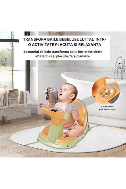 Infiniteea Bath Chair for Babies Infiniteea™, 5-12 Months, Portable, Built-in Toy, Temperature Display, Ergon