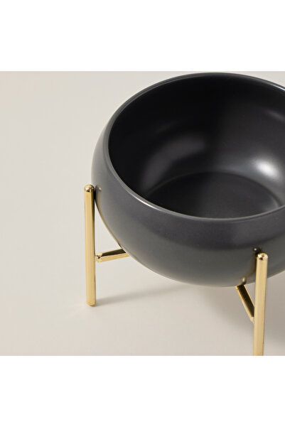 LA MESA Durable Porcelain Salad Bowl Semi Matt Grey/Gold 16 cm