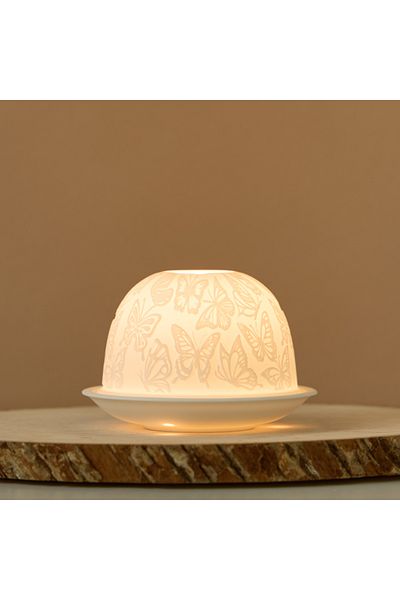 Lifestyle Butterly Ceramic Tealight Candleholder - 12x8 cms