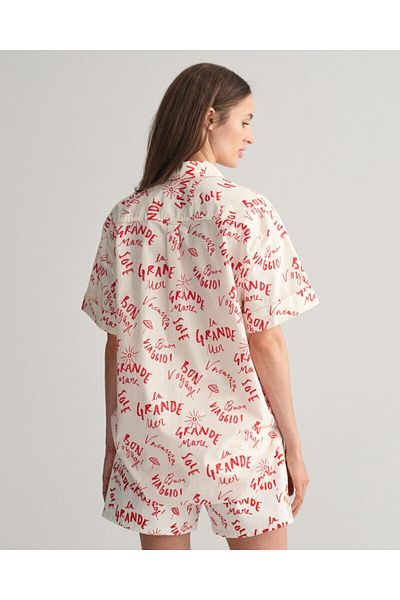Gant Relaxed Fit Text Print Short Sleeve Shirt