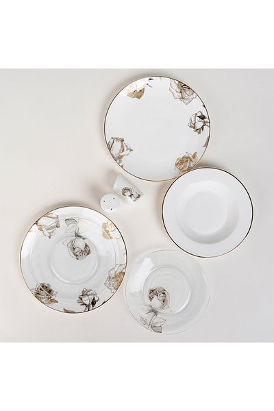 LA MESA white porcelain/glass 20 pc dinner set