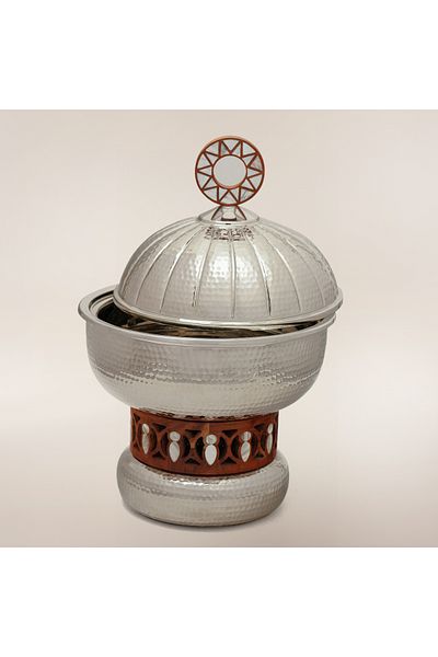 LA MESA Metal Food Server Nickel Plated 29*29*39Cm, Silver
