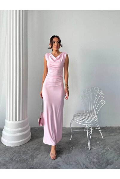 conconmoda Pars Uzun Degaje Yaka Sandy Elbise