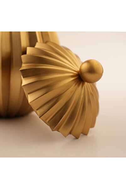 LA MESA Metal Food Saver Bowl With Lid Small15*15*18Cm, Gold