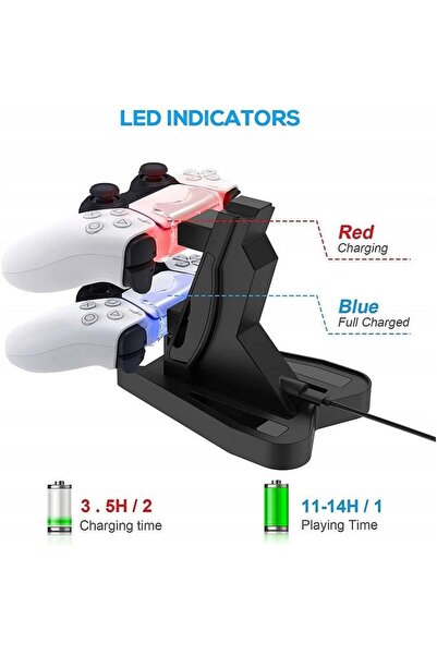 Welora Dual Charging Station for PlayStation 5 Controller, PS5 Stand/Dock - Black