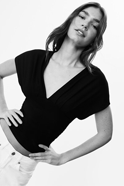 Stradivarius Top with gathered V-neckline