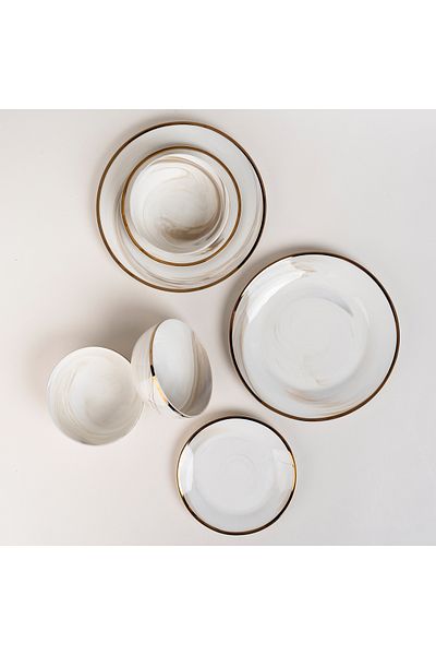 LA MESA brown porcelain 18 pc dinner set