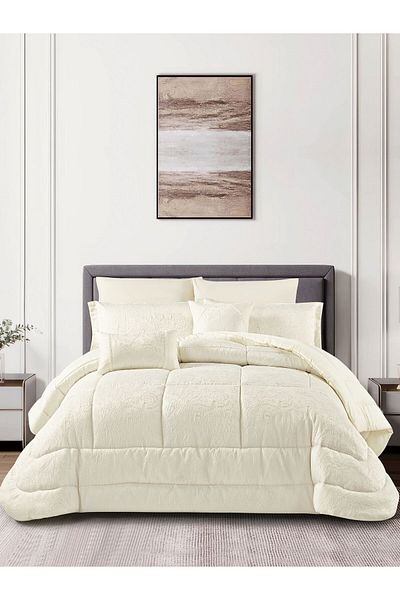 Donetella Luxury 5-Piece Bedding Set – Single Size Poly Jacquard Comforter with 350 GSM Poly Silk Filling