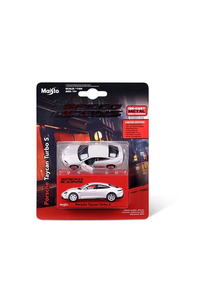 Maisto SPEED ICONS PORSCHE TAYCAN TURBO S WHITE 1 TO 64 SCALE METAL CAR