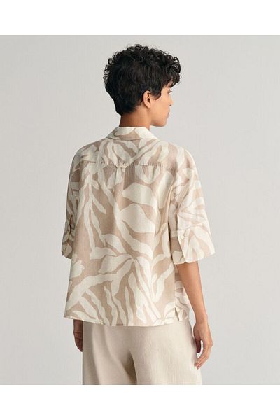 Gant Relaxed Fit Palm Print Linen Short Sleeve Shirt