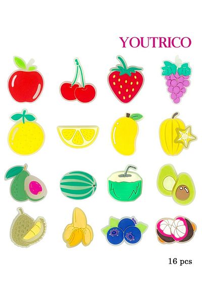Youtrico 16pcs Glow-in-the-Dark Fruit Jibbitz Charms for Crocs - Slipper Ornament