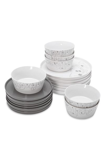 LA MESA grey bone porcelain 18 pc dinner set