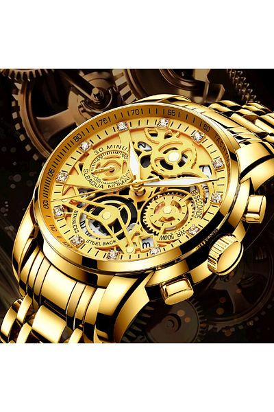 Cyber Quartz Watch Brand Gold Watch Men's Automatic Hollow Trend