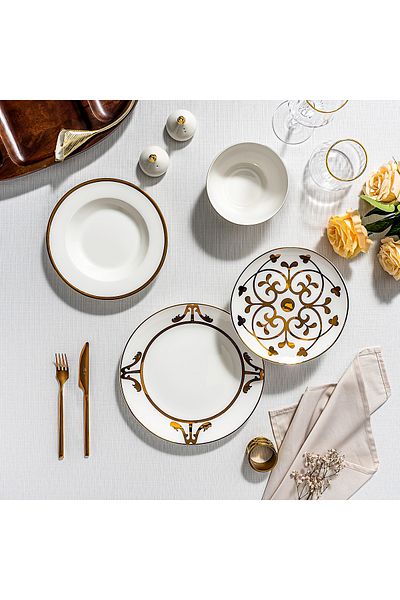 LA MESA white/gold porcelain 16 pc dinner set