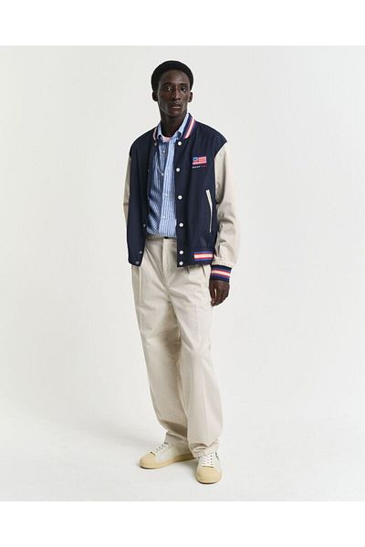 Gant Regular Fit Striped Cotton Linen Short Sleeve Shirt
