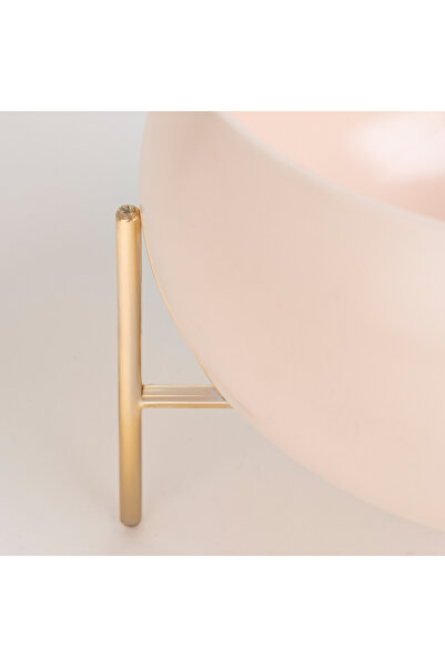 LA MESA Durable Porcelain Salad Bowl Semi Matt Apricot/Gold 22 cm