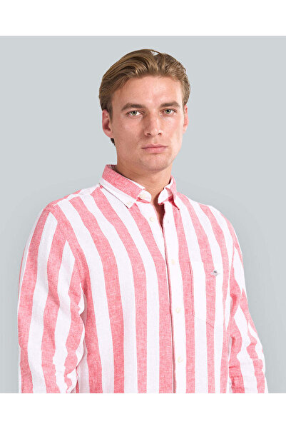 Gant Regular Fit Bold Striped Cotton Linen Shirt