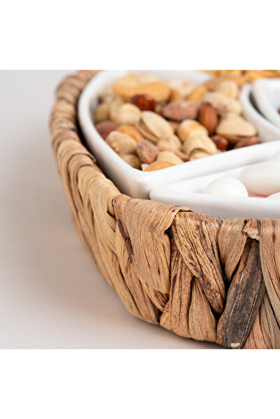 LA MESA 5Pcs Section Tray With Sea Grass Basket