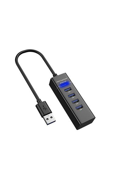 divendi-ro USB hub with 4 USB 3.0 ports, ultra slim, charging or data transfer, 5Gbps, black