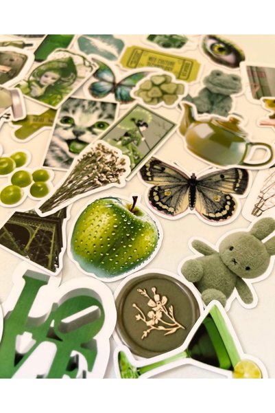 Studio D arte DIY KIT 46Pcs Green Coquette Sticker Set Journal Agenda Planner Laptop Phone Tablet Decal Sticker