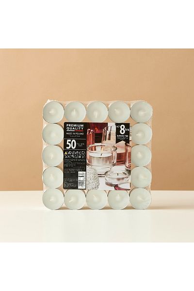 Lifestyle Unscented 50-Piece Tealight Candle Set