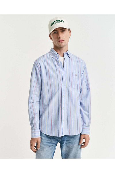 Gant Regular Fit Multi Striped Classic Short Sleeve Oxford Shirt