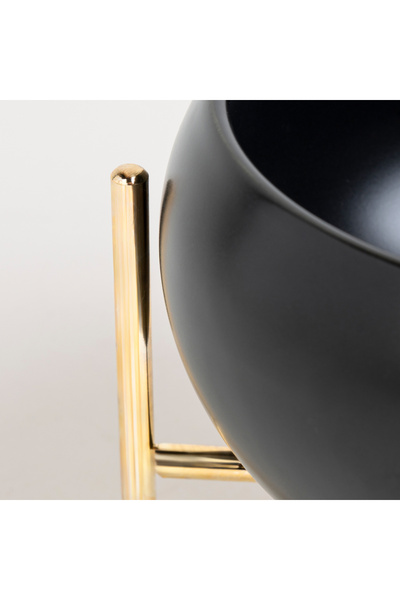 LA MESA Durable Porcelain Salad Bowl Semi Matt Dark Brown/Gold 16 cm