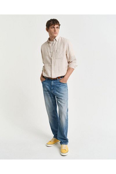 Gant Regular Fit Striped Linen Shirt