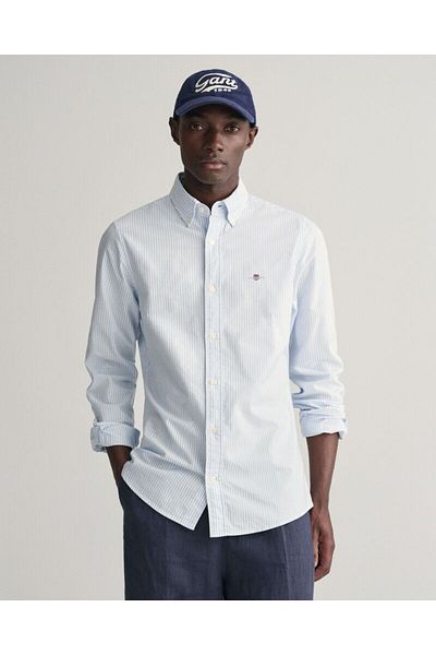 Gant Slim Fit Banker Stripe CLASSIC SHORT SLEEVE Oxford Shirt