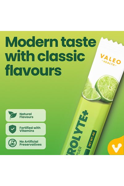 VALEO Hydration Electrolyte+ Lemon & Lime Stick Pack, 20 Sticks ]