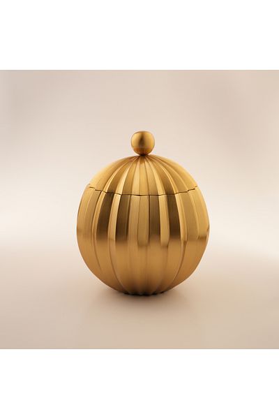 LA MESA Metal Food Saver Bowl With Lid Big 19*19*22, Gold
