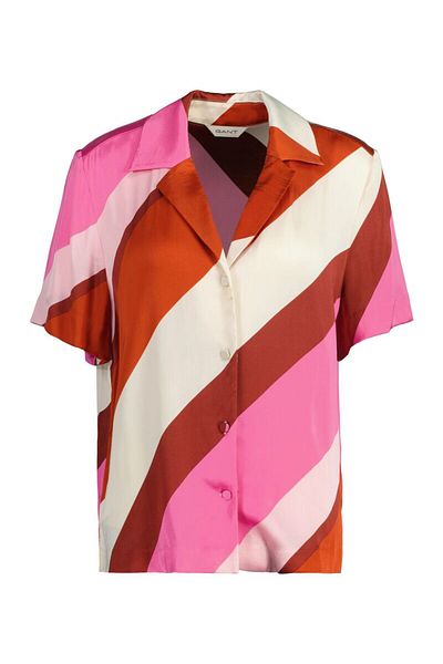 Gant Striped Camp Collar Short Sleeve Shirt