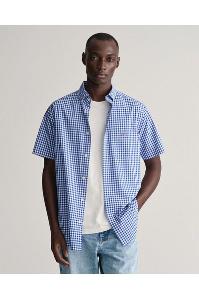 Gant Regular Fit Gingham Poplin Short Sleeve Shirt