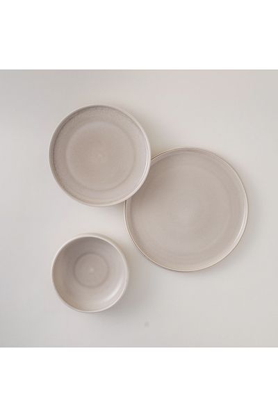 LA MESA 12pcs premium porcelain rustic beige glaze dinner set